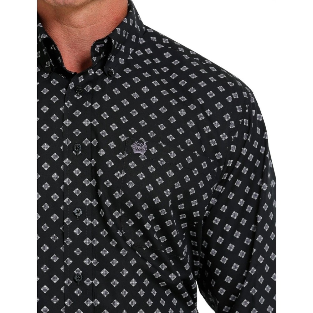 Cinch Black Purple Diamond Long Sleeve Button Up Shirt Mens Large Western Rodeo